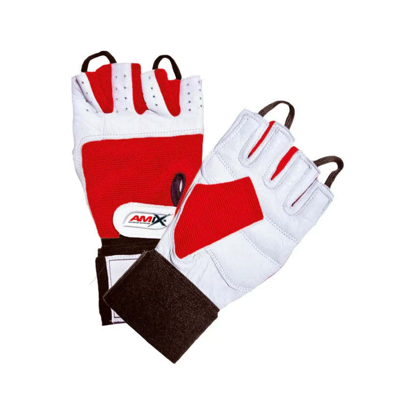 GUANTES DE MUÑEQUERA ROJO-BLANCO M